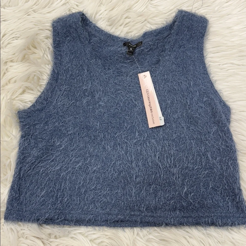 AQUA Eyelash Knit Tank Top and V Neck Cardigan - Picture 7 of 8